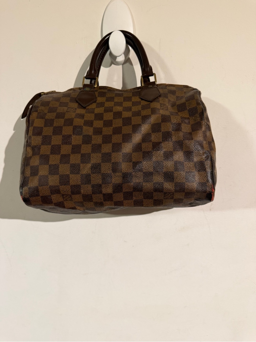Louis Vuitton Damier Ebene Speedy Brown Checkered Satchel Bag PROJECT